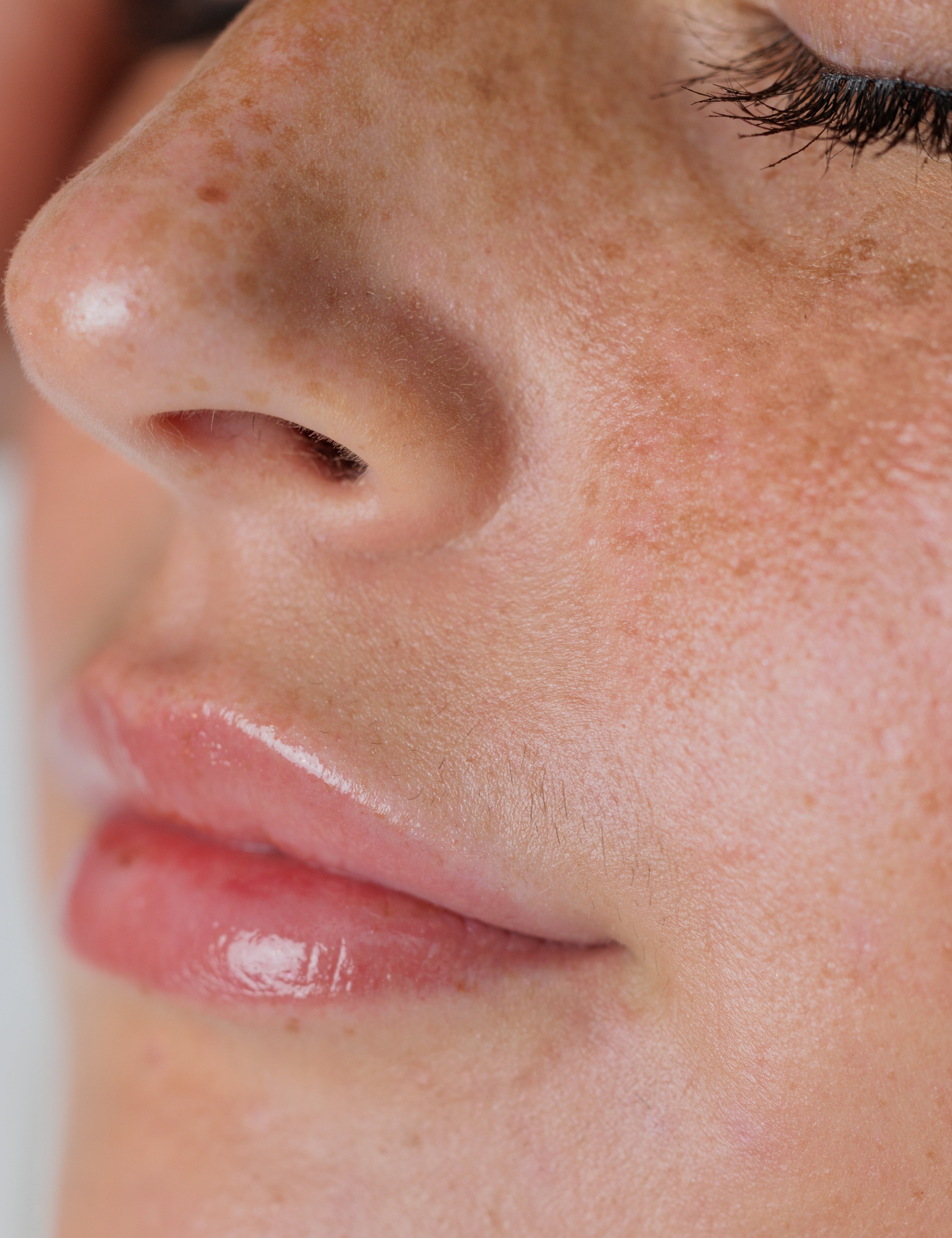 Close-up of a person's nose and mouth area